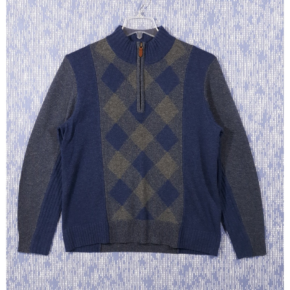 Raffi Cashmere Sweater Mens Size Large 52 Blue 1/4 Zip Pullover